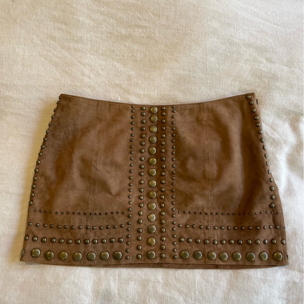 Haute Hippie barely been worn leather studded skirt